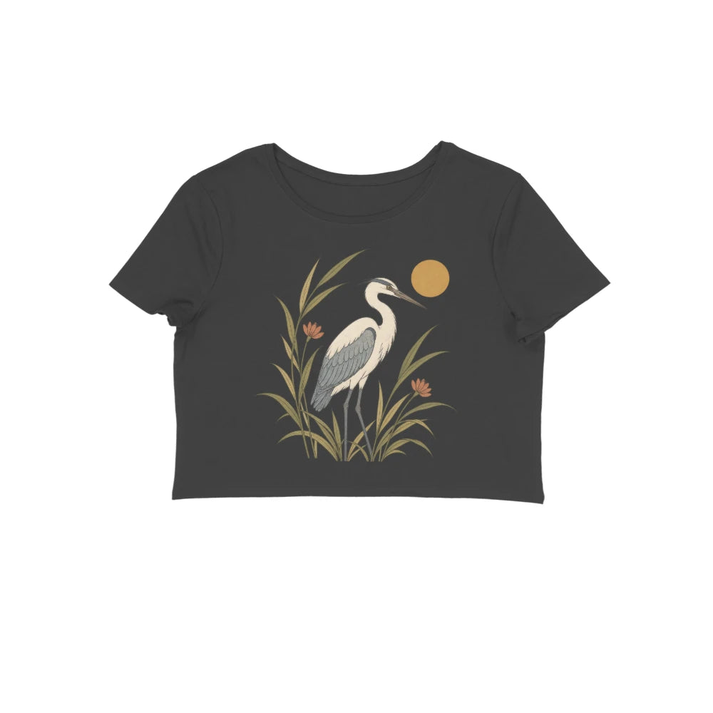 Meadow Heron — Women's Crop Top - Black