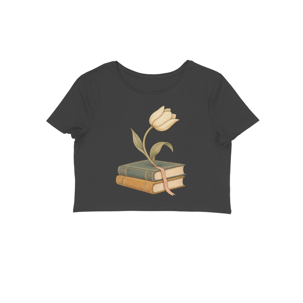 Petal Pages — Women's Crop Top - Black