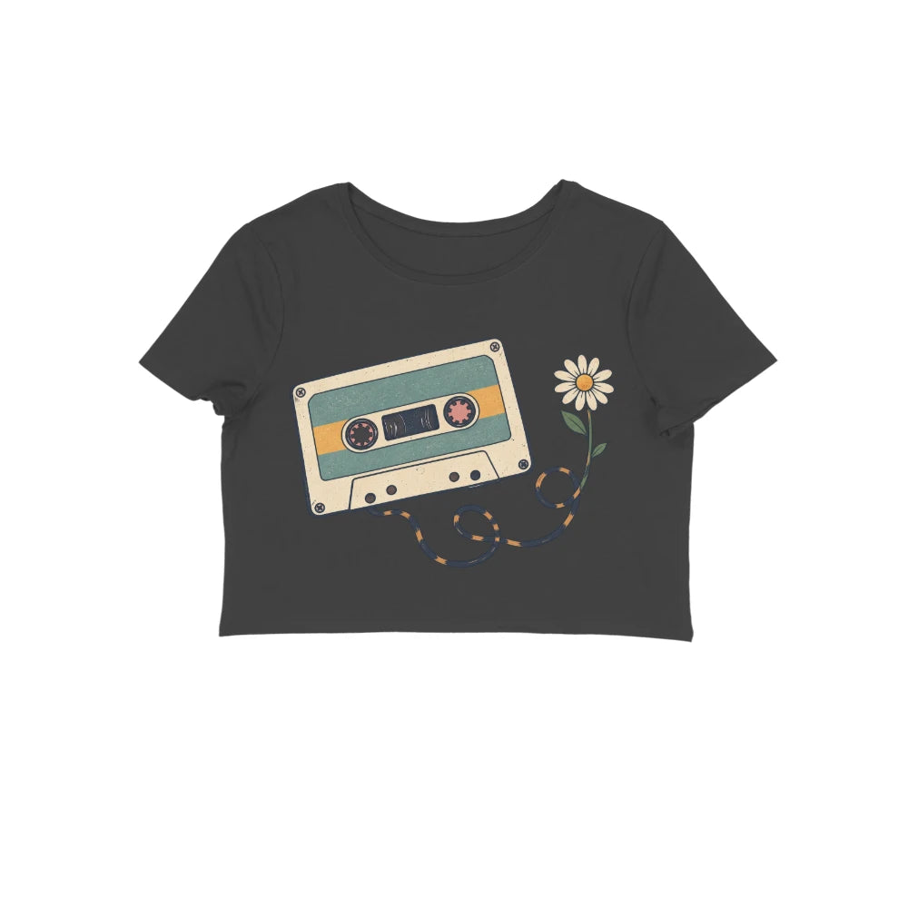 Mixtape Meadow — Women's Crop Top - Black