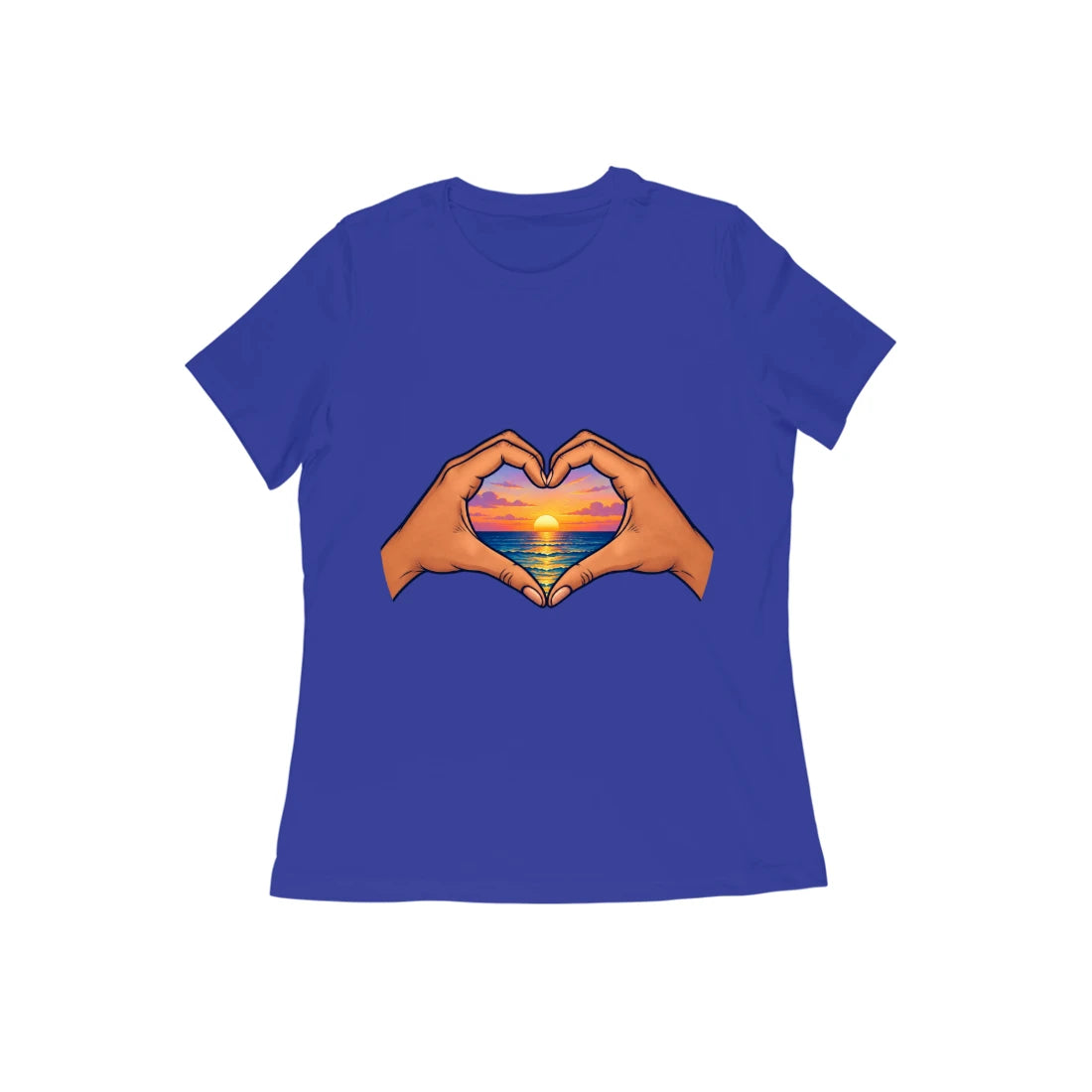 Hands Heart Sunset — Women's Regular T-shirt - Royal Blue
