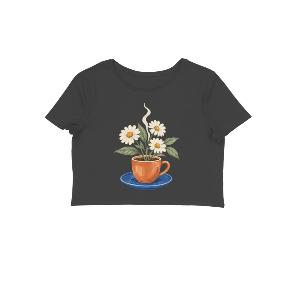 Café Bloom — Women's Crop Top - Black