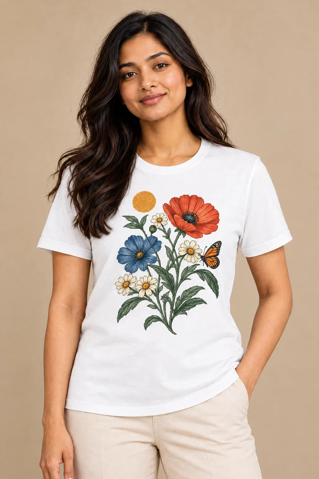 Wildflower Notes artwork on a women's Regular Tee