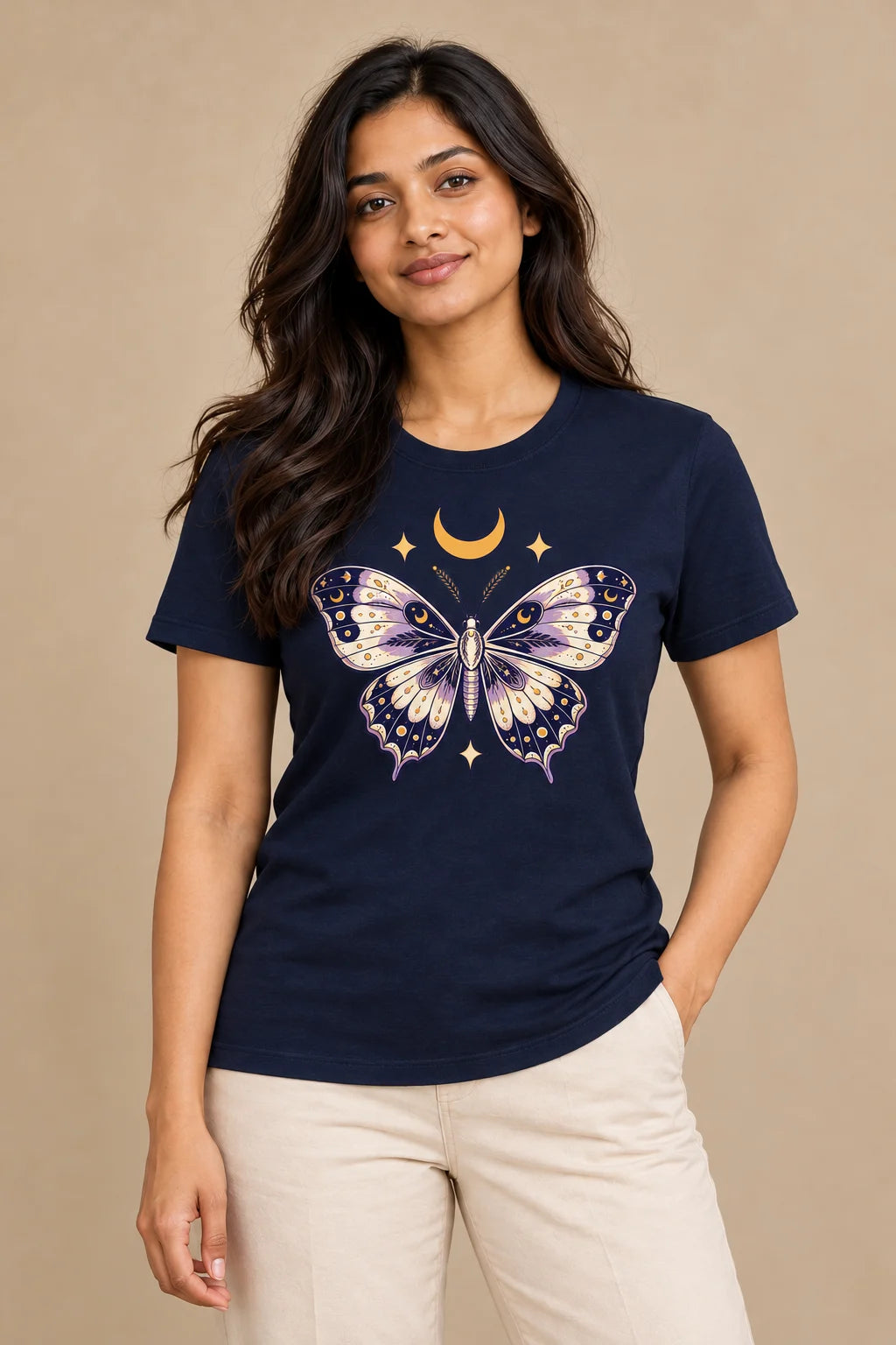 Lunar Wings artwork on a women's Regular Tee