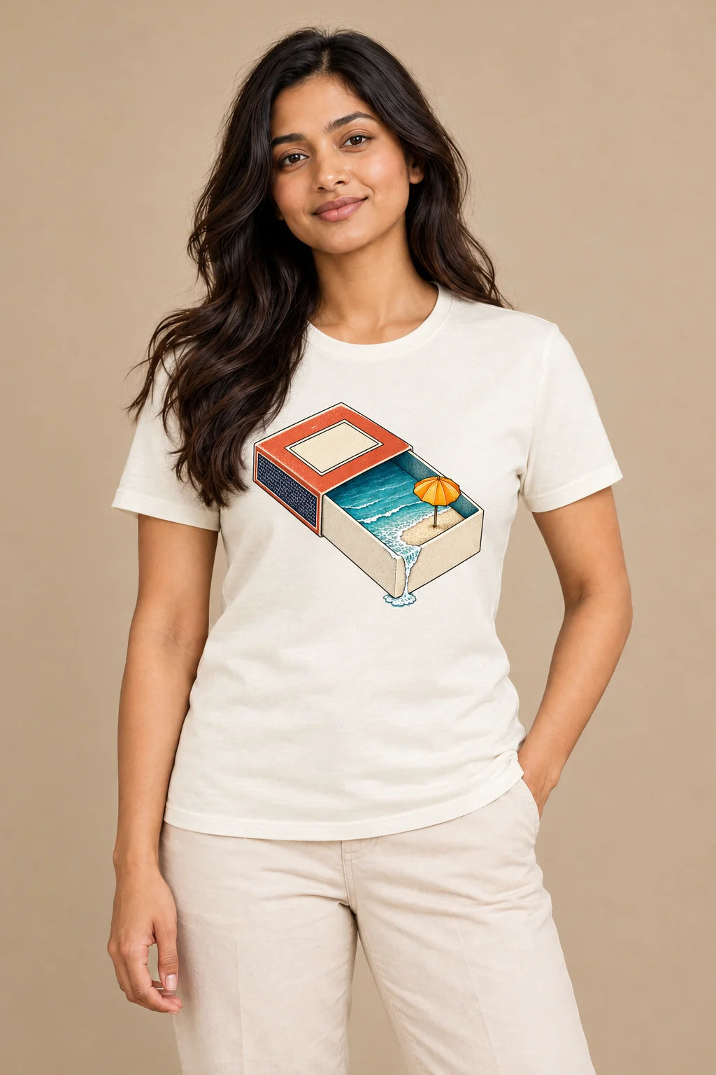 Pocket Marina artwork on a women's Regular Tee