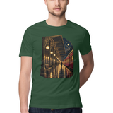 Platform Lanterns — Regular Unisex T-shirt in Forest Green — model