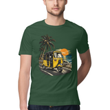 Coastal Auto — Regular Unisex T-shirt in Forest Green — model