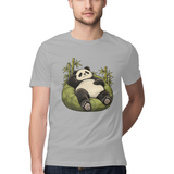 Lounge Panda — Regular Unisex T-shirt in Ash Grey — model