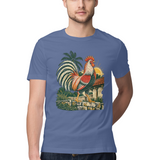 Village Morning — Regular Unisex T-shirt in Slate Blue — model
