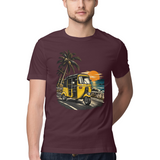 Coastal Auto — Regular Unisex T-shirt in Burgundy — model