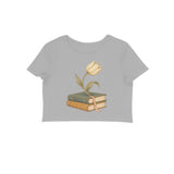 Petal Pages — Women's Crop Top - Melange Grey