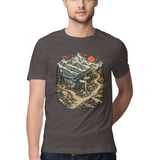 Himalayan Fork — Regular Unisex T-shirt in Charcoal — model