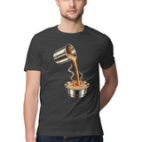 Coffee Arc — Regular Unisex T-shirt in Black — model