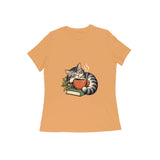 Cafe Cat — Women's Regular T-shirt - Mustard Yellow