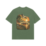 Golden Backwater — Premium Oversized T-shirt in Forest Green — model