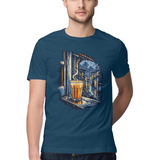 Monsoon Window — Regular Unisex T-shirt in Navy — model