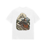 Mountain Express — Premium Oversized T-shirt in White — model