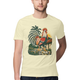 Village Morning — Regular Unisex T-shirt in Sand — model