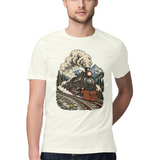 Mountain Express — Regular Unisex T-shirt in Ivory — model
