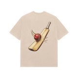 Seam and Willow — Premium Oversized T-shirt in Beige — model