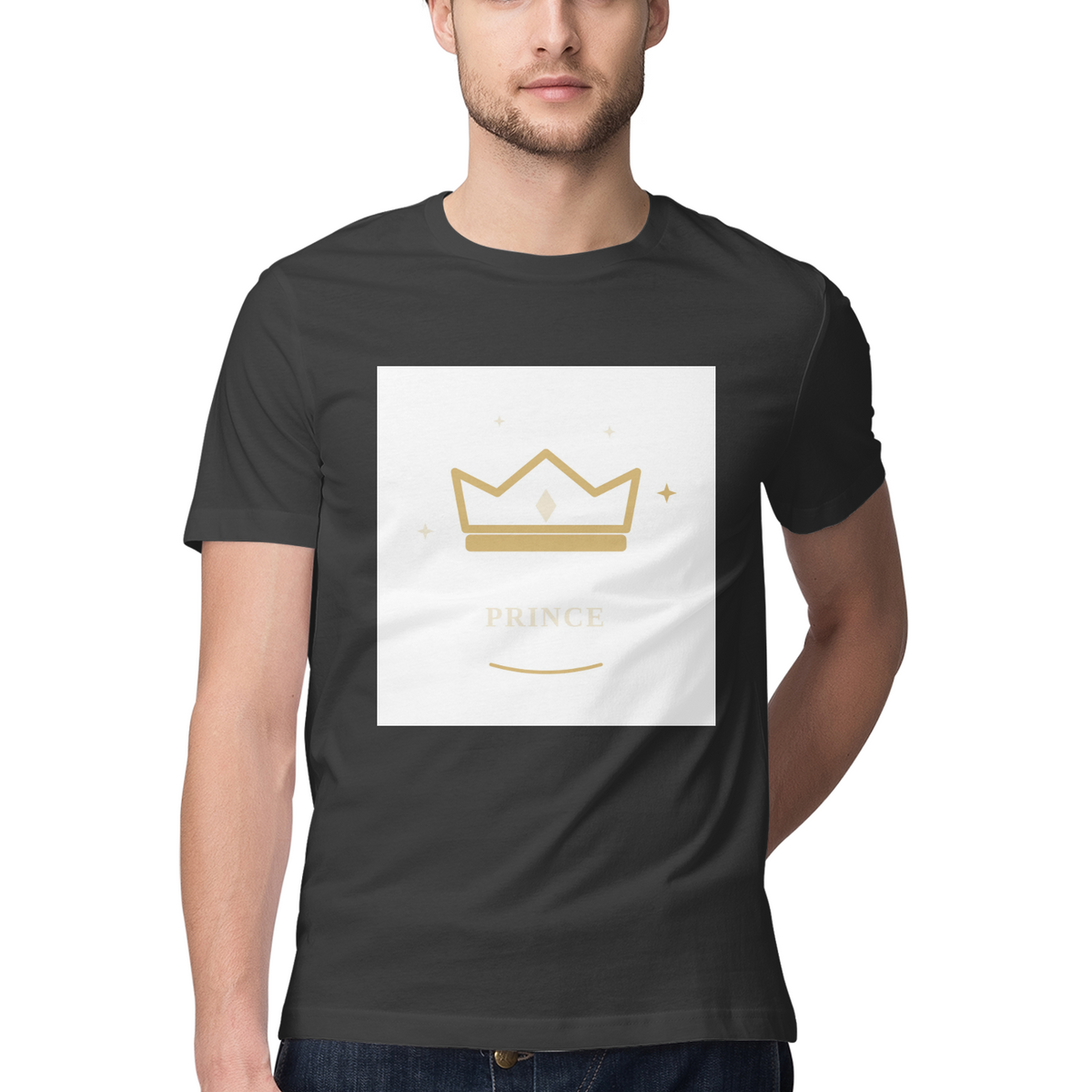 Royal Prince — Regular Unisex T-shirt in Black — model