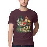 Village Morning — Regular Unisex T-shirt in Burgundy — model