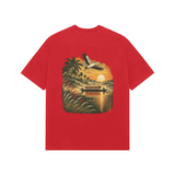 Golden Backwater — Premium Oversized T-shirt in Red — model