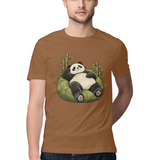 Lounge Panda — Regular Unisex T-shirt in Chocolate — model