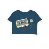 Mixtape Meadow — Women's Crop Top - Navy Blue