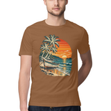 Coastal Drift — Regular Unisex T-shirt in Chocolate — model
