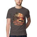 Dawn Contours — Regular Unisex T-shirt in Charcoal — model
