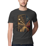 Platform Lanterns — Regular Unisex T-shirt in Black — model