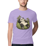 Lounge Panda — Regular Unisex T-shirt in Lavender — model