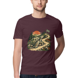 Scenic Circuit — Regular Unisex T-shirt in Burgundy — model
