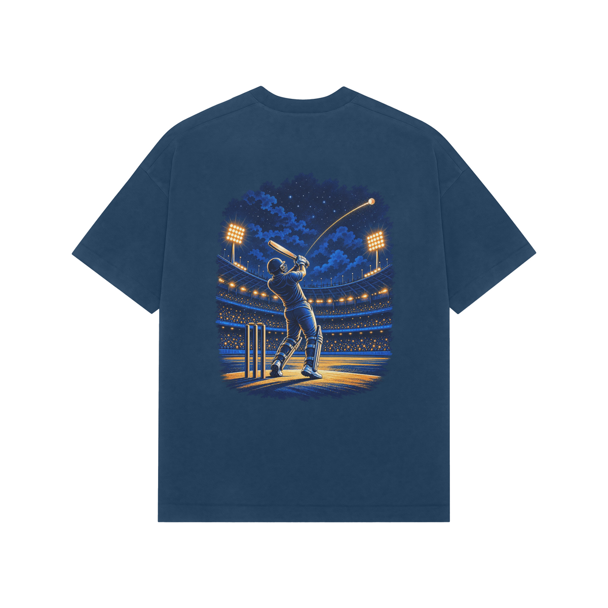 Under the Floodlights — Premium Oversized T-shirt in Navy — model
