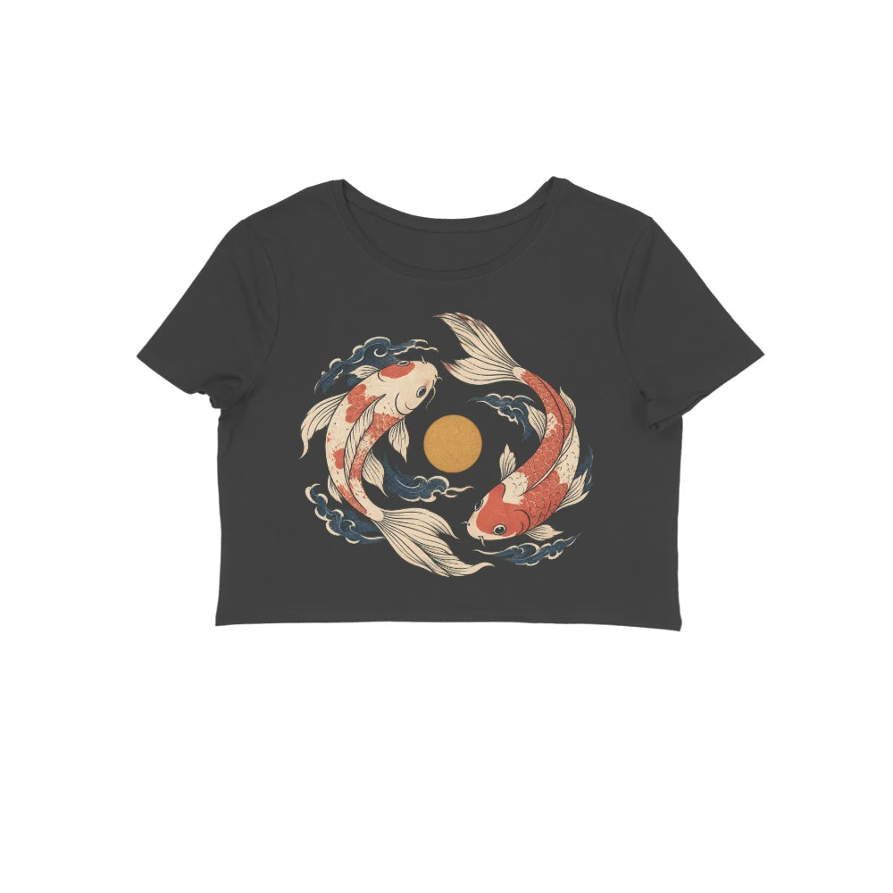 Koi Orbit — Women's Crop Top - Black