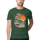 Coastal Drift — Regular Unisex T-shirt in Forest Green — model