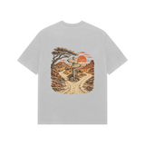 Desert Routes — Premium Oversized T-shirt in Light Grey — model