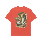 Courtyard Blooms — Premium Oversized T-shirt in Burgundy — model