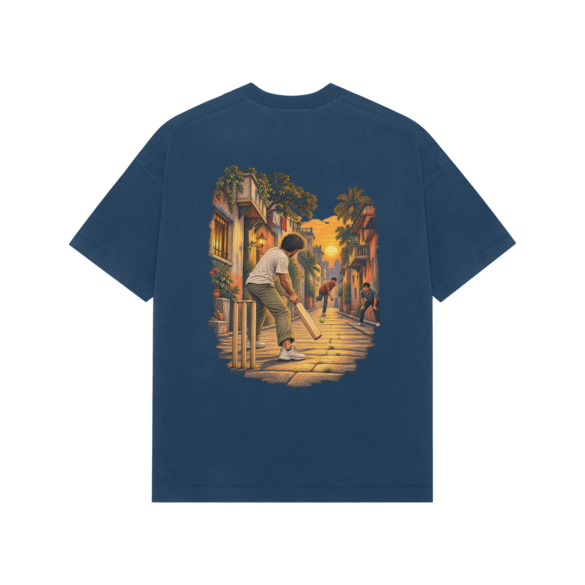 Gully Hour — Premium Oversized T-shirt in Navy — model