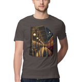 Platform Lanterns — Regular Unisex T-shirt in Charcoal — model