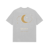 Orbit Queen — Premium Oversized T-shirt in Light Grey — model
