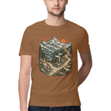 Himalayan Fork — Regular Unisex T-shirt in Chocolate — model