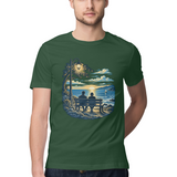 Evening Company — Regular Unisex T-shirt in Forest Green — model