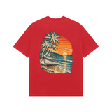 Coastal Drift — Premium Oversized T-shirt in Red — model