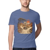 Desert Routes — Regular Unisex T-shirt in Slate Blue — model