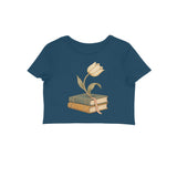 Petal Pages — Women's Crop Top - Navy Blue