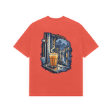 Monsoon Window — Premium Oversized T-shirt in Burgundy — model