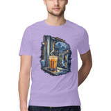 Monsoon Window — Regular Unisex T-shirt in Lavender — model