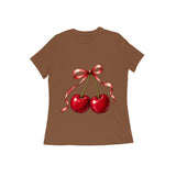 Cherry Ribbon — Women's Regular T-shirt - Coffee Brown