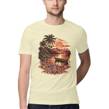 Dawn Contours — Regular Unisex T-shirt in Sand — model